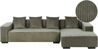 4-Sitzer Ecksofa Cord grün linksseitig LUNGO