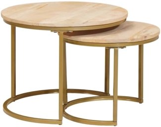 vidaXL Nesting-Couchtische 2 pcs Braun Massivholz Mango und Stahl 4104643