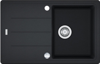 Franke Spüle BASIS BFG 611 in Onyx aus Fragranit DuraKleen® Plus Sanitized® / Ausschnittmaß 760 x 480 mm / Einbauspüle / Auflagespüle