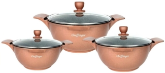 Kochtopfset 20-24-28cm 6-tlg Topf Induktion Alu Guss Geschirr Kupfer