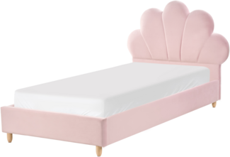 Kinderbett Muschel Samtstoff NEULISE 90 x 200 cm Rosa