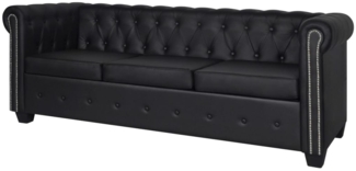 vidaXL Chesterfield-Sofa 3-Sitzer Kunstleder Schwarz 242370