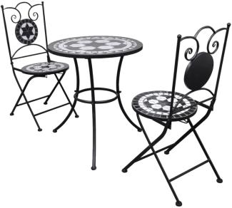 vidaXL 3-tlg. Bistro-Set Keramik Schwarz und Weiß 271772