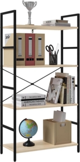 Standregal Metallregal 6-Ablagen Holz 60 x 28 x 180 cm schwarz-eiche hell