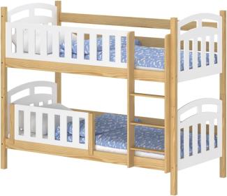 WNM Group Kinderbett mit Rausfallschutz Suzie - aus Massivholz - Hochbett fr Mdchen und Jungen - Absturzsicherung Hochbett - Kinderhochbetten 160x80 cm - Natrliche Kiefer