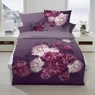 TRAUMSCHLAF Bettwäsche Flamenco violett, Biber, 2 teilig, Biberbettwäsche mit opulentem Blumendruck