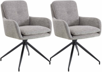 CLP 2er Set Esszimmerstühle Pickett Stoffbezug 180° Schwenkfunktion bis 150 kg,taupe