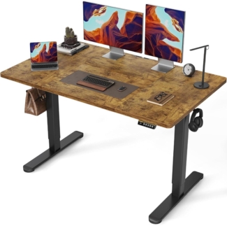 Höhenverstellbarer Schreibtisch 140×70 Vintage Braun Elektrisch