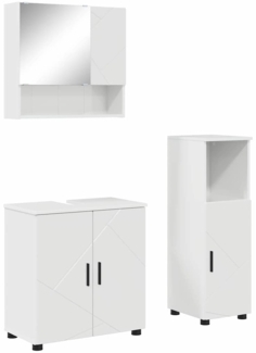 vidaXL Badezimmermöbel-Set 3 pcs Hochglanz Weiß Holzwerkstoff & Metall 3392947