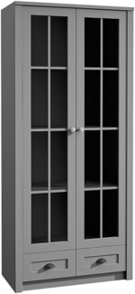 AX LIVING Vitrine Glas „Palmano W2S“ – 90 cm breit, Stilvoll Grau