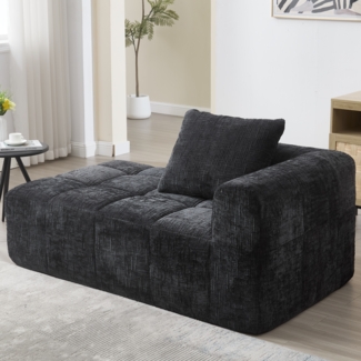 LVHOM Chaiselongue Schlafsofa mit Kissen, Lounge Sessel Relaxsessel Einzelsessel mit Seitentasche, Sofa Schlaffunktion, Sessel für Wohnzimmer