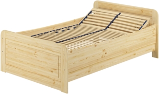 Erst-Holz Seniorenbett extra hoch 120x220 Einzelbett mit Federholzrahmen Holzbett Massivholz 60. 42-12-220 FV