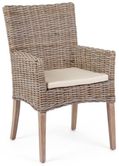 Bizzotto Stuhl Manoel aus Rattan mit Armlehne, Mit Armlehne, Inkl. Kissen (abnehmbarer Bezug)