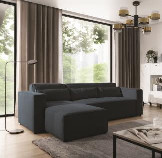 Ecksofa Schlafsofa WALDO Stoff Brooklyn Meeresblau Ottomane Links