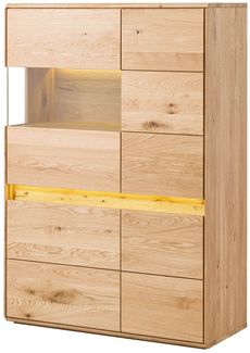 Highboard Wildeiche inkl. LED 103 x 43,5 x 152 natur geölt CARDIFF #121