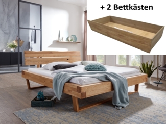 Doppelbett mit Bettkästen 200x200 cm 'Silva' Wildeiche massiv geölt