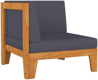 vidaXL Modular-Ecksofa mit Dunkelgrauen Kissen Akazie Massivholz 312149