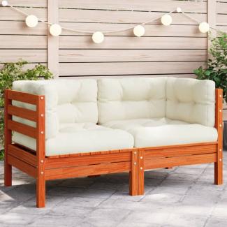 vidaXL Garten-Ecksofa mit Kissen Wachsbraun Massivholz Kiefer 838150