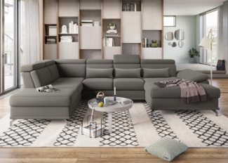 sit&more Wohnlandschaft Cabrio U-Form, mit Sitztiefenverstellung, Arm- und Kopfteilverstellung, 3 Nierenkissen, Federkern, optional Bettfunktion und Stauraum