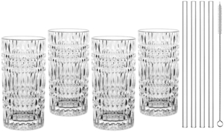 NACHTMANN 106658 TASTES GOOD ETHNO Longdrinkgläser 4er Set und Glastrinkhalme