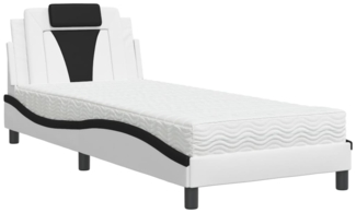 vidaXL Bett "Viana" mit Matratze Weiß und Schwarz 90x190 cm Kunstleder 3208767