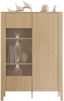 Vitrine Mirkosa MM03 (Farbe: Vicenza Eiche, mit weißer LED Beleuchtung)