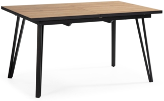 Calicosy Ausziehbarer Tisch von 140 bis 180 cm mit schwarzen Metallbeinen - CLEO - Helles Holz
