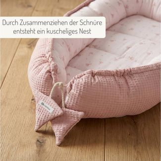 FabiMax Bettnestchen Zweiseitiges Babynest Baby-Kokon aus Baumwolle Waffel & Musselin, 2 in 1 Nest & Wickelauflage – ideal für Beistellbetten & Kinderbetten