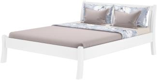 Gästebett Doppelbett Echtholzbett 160x200 hohe Sitzkante Kiefer massiv weiß V-60.61W-16ohne Zubehör