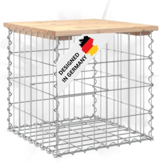 DELUKE® Gartenbank Gabionen BIKS aus Stahl 43x44x42cm Kiefernholz Natur Gabionenbank Gartentisch aus Gabionen Steinkorb Gabionengitter Ziergabione Drahtkorb befüllbar