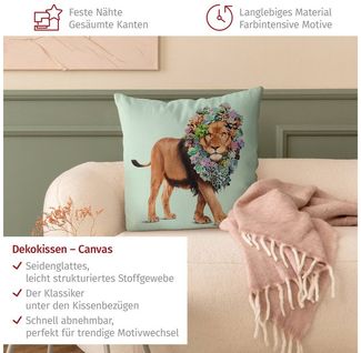 Bilderdepot24 Dekokissen drinnen Kissenhülle/ Sofakissen/ Zierkissen Kissenhülle türkis Blumen, Bezug mit / ohne Füllung Zierkissen Outdoor Sofa Bett
