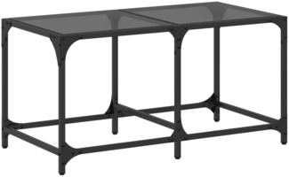 Couchtisch, Sofatisch mit Glasplatte Schwarz 78,5x40x40 cm Stahl