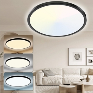 POPOLIC LED Deckenleuchte 24W 6000K/4000K/3000K, Deckenlampe 3 Farbtemperatur 3200LM IP54, Rund Flach Modern Schlafzimmer Lampe Ø30cm