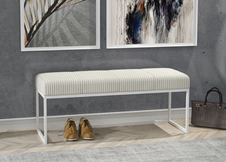 AX LIVING Sitz Bank Acciarolli 110 cm – Beige, weißes Metallgestell