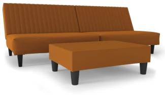 Schlafsofa 2-Sitzer mit Fußhocker Braun Samt [3081862]