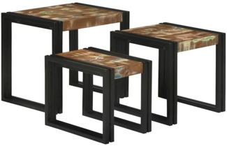 vidaXL Satztische Braun und Schwarz Massivholz Altholz 4104729