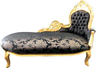 Casa Padrino Barock Chaiselongue Schwarz Muster / Gold - Recamiere Barock Möbel