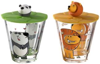 Leonardo BAMBINI 2er Set Kinderbecher mit Deckel 'Löwe' & 'Panda'