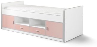 Kojenbett Kalinda 207x98x79 Holzwerkstoff Weiß/Rosa