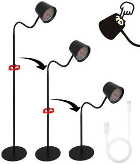 TRANGO LED Stehlampe, 1502A Schwarz-Anthrazit – Kabellos & wiederaufladbar – 6W 2700K warmweiß – Stufenlos dimmbar per Touch – IP44 – Akku Standlampe für Innen & Außen – Höhe 125 cm – USB-C Ladekabel 150cm