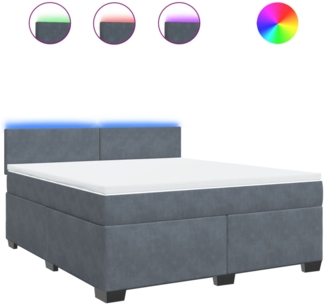 vidaXL Boxspringbett mit Matratze Dunkelgrau 180x200 cm Samt 3288673