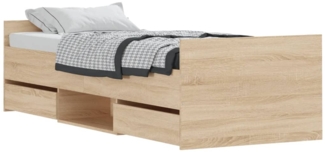 vidaXL Bettgestell mit Kopf- und Fußteil Sonoma-Eiche 75x190 cm 3203819