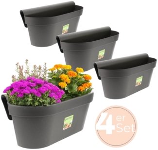 GarPet Balkonkasten 4x Geländerkasten Balkon mit Wasserspeicher Blumen Topf Kasten