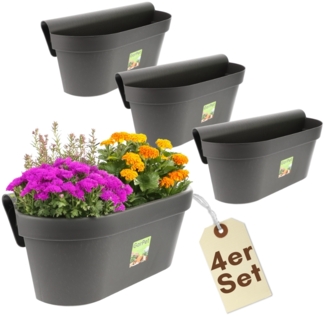 GarPet Balkonkasten 4x Geländerkasten Balkon mit Wasserspeicher Blumen Topf Kasten