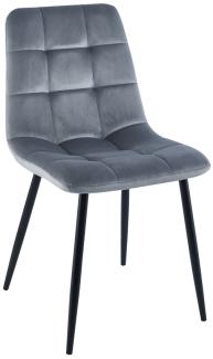 Homexperts 'KELLY' 2er Set Stuhl, Samt Grau, B 45 x H 84 x T 55 cm