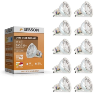 SEBSON LED-Leuchtmittel GU10 LED Lampe 5W warmweiß 380lm 3000K 230V Leuchtmittel - 10er Pack