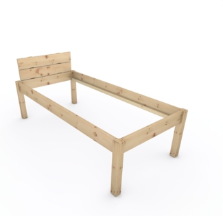 Pfostenbett "metallarm" Zirbe Holzbett "Daybett" 90 x 200cm 58cm Einzelbett