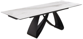 riess-ambiente Esstisch INFINITY 180-260cm weiß / schwarz · Konferenztisch mit Keramik-Platte (Einzelartikel, 1-St), ausziehbar · für 8-10 Personen · Marmor-Design · Metall · Industrial