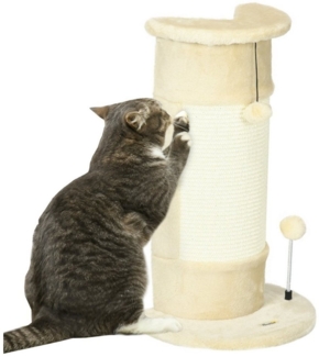 PawHut Kratzbaum kleiner Katzenkratzbaum mit Kratzball, Katzenmöbel, Indoor, Cremeweiß, für Indoor, Cremeweiß