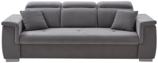 Iwaniccy 3-Sitzer MALMÖ, Hellgrau, Webstoff, mit 2 Zierkissen, Kopfteilverstellung, B 234 x H 99 x T 93 cm